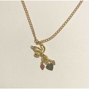Vintage Necklace with Gold Tone Cupid with Hearts Pendant￼